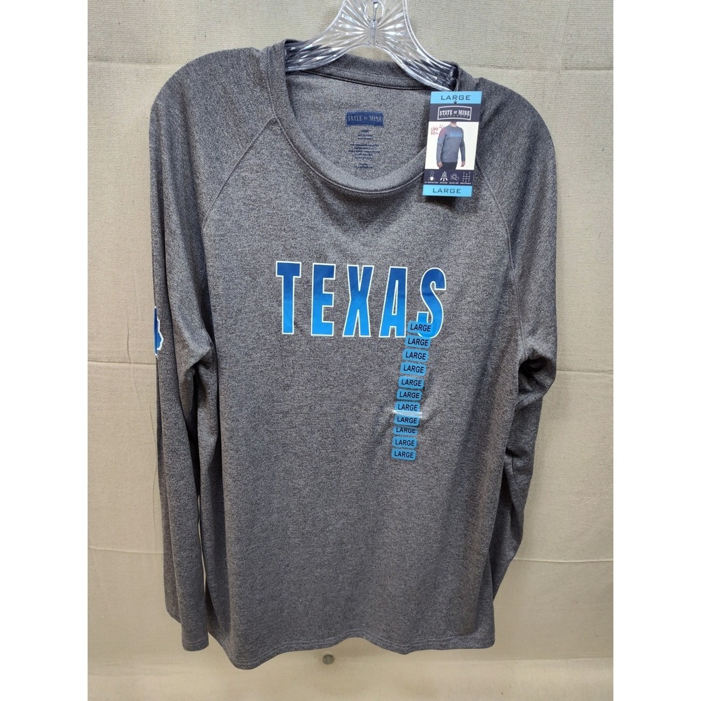 State of Mine Texas Long‎ Sleeve Performance Shirt Mens Large Gray UPF 50+ NWT